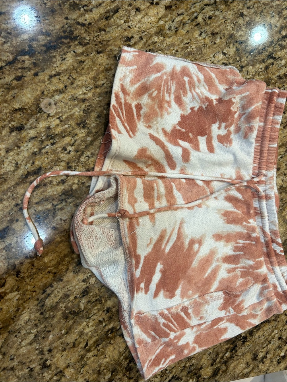 Teens Tie-Dye Drawstring Lounge Shorts - Rust/White